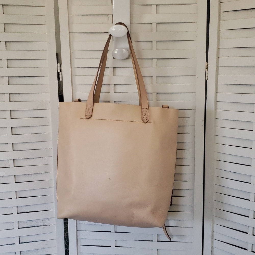Madewell Peach Soft Leather Tote Crossbody Bag - Picture 3 of 8